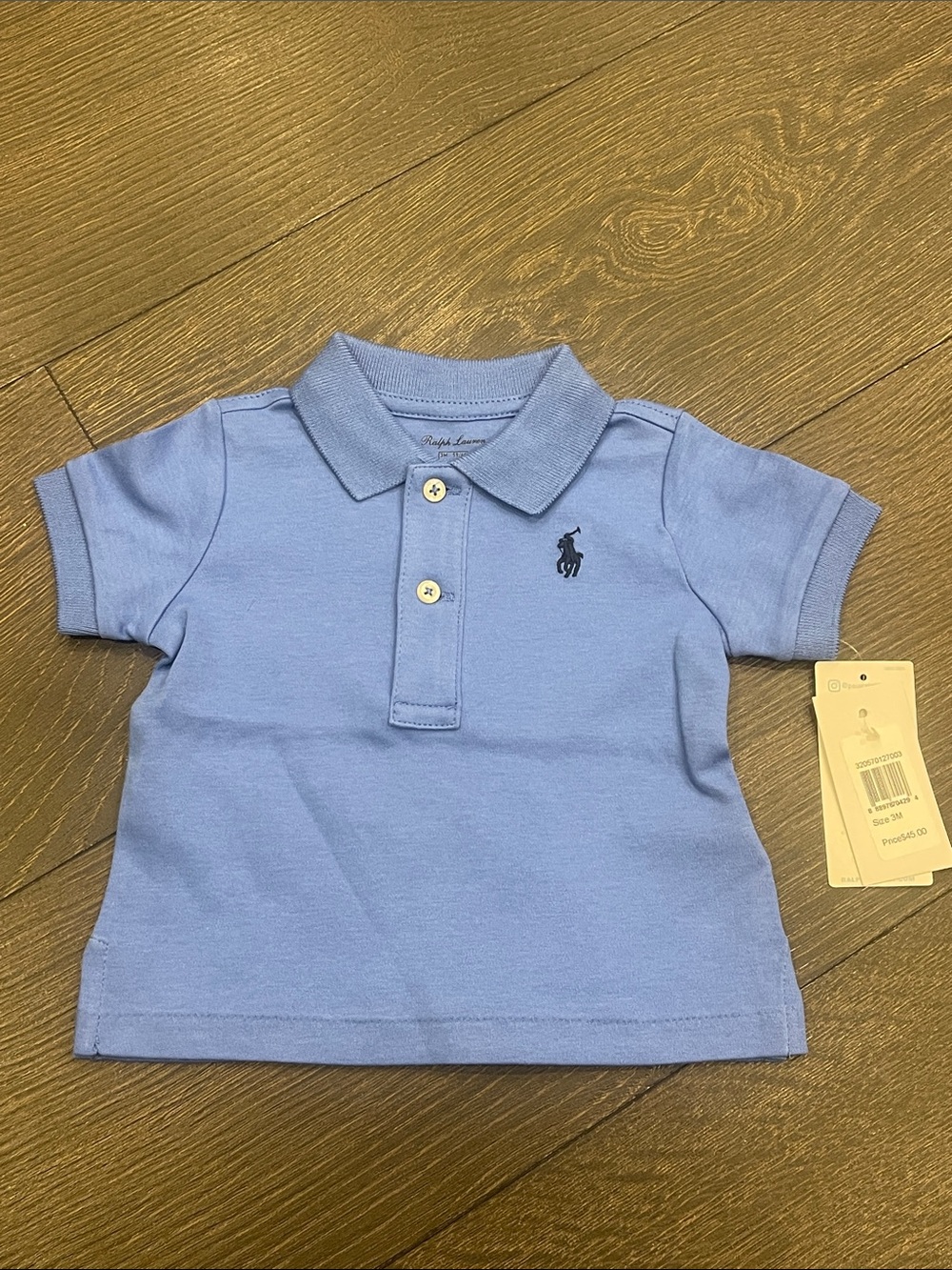 Ralph Lauren Baby Polo in Light Blue with Navy Pony